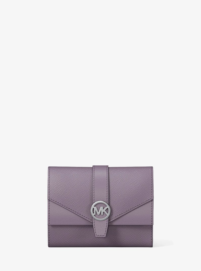 Greenwich Medium Leather Trifold Wallet in LILAC | Michael Kors