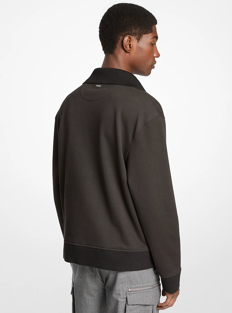Cotton Terry Funnel Neck Sweater in BLACK | Michael Kors