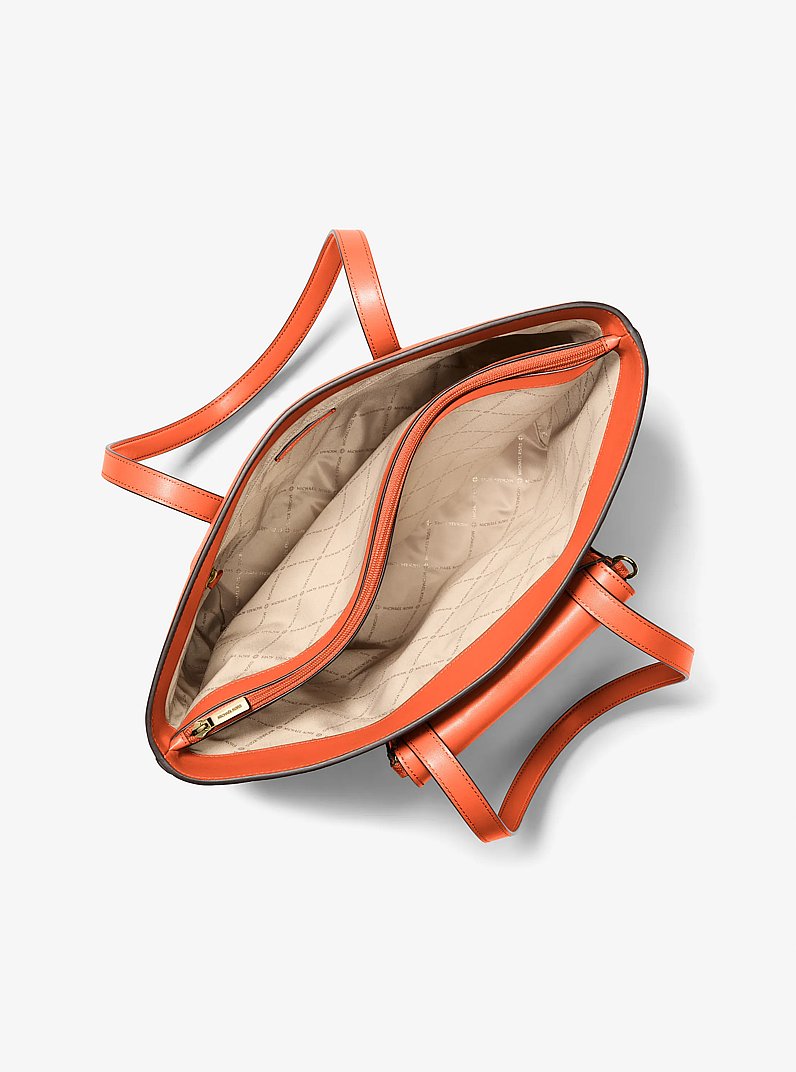 Jet Set 2-in-1 Pebbled Leather and Logo Tote Bag in RED CLAY | Michael Kors