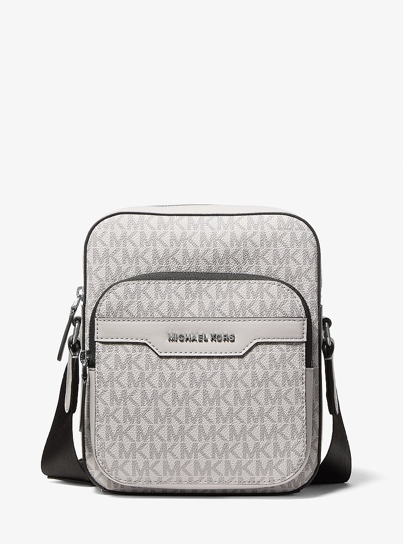 Hudson Mini Signature Logo Flight Bag in NICKEL | Michael Kors