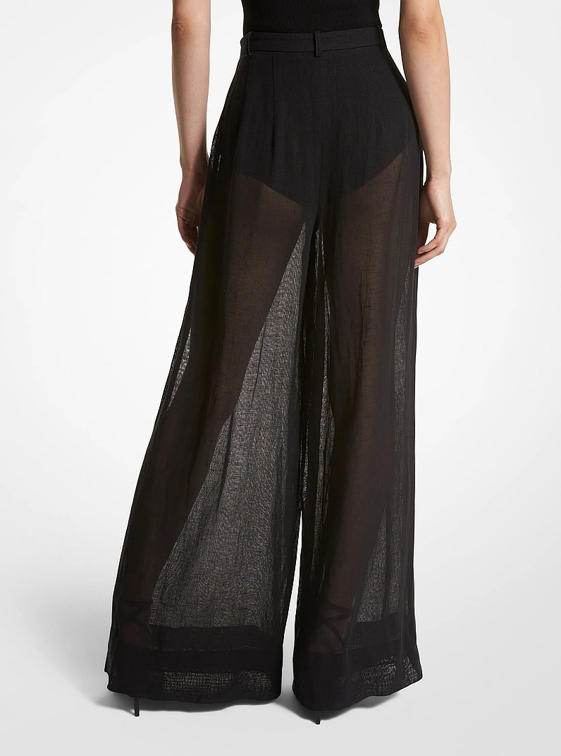 Linen Gauze Palazzo Pants in BLACK | Michael Kors