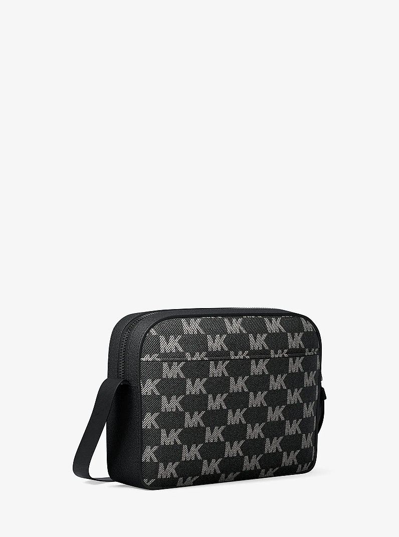 Cooper Logo Jacquard Denim Flight Bag in BLACK WASH | Michael Kors