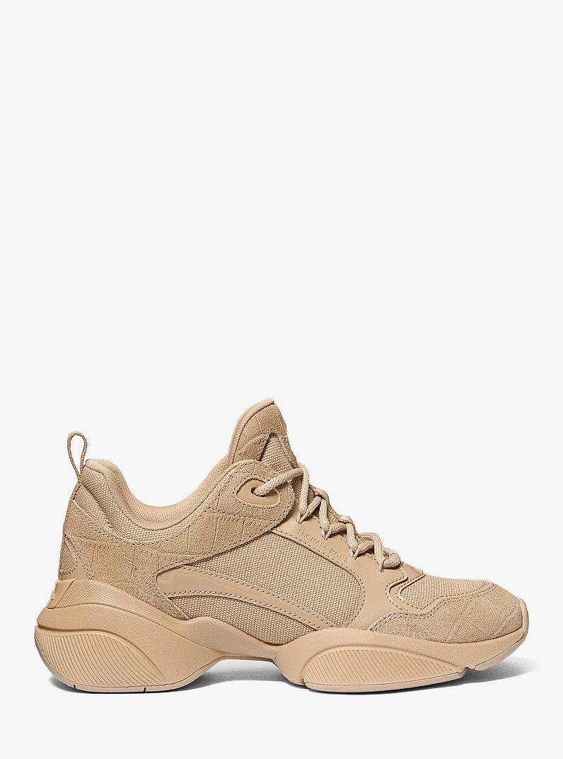 Bowie Mixed-Media Trainer in KHAKI | Michael Kors