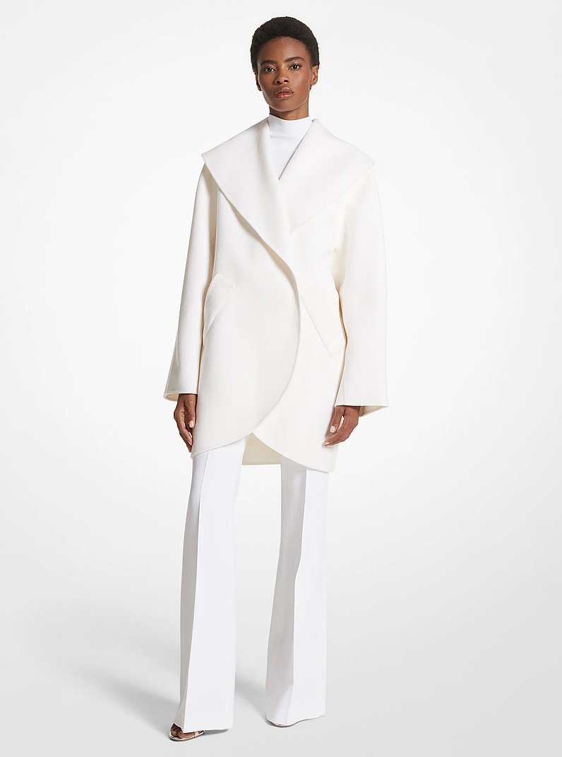Double Faced Wool Melton Clutch Coat in WHITE | Michael Kors