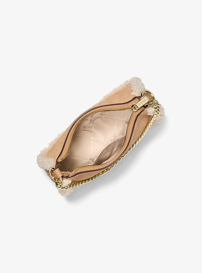 Jet Set Small Suede and Faux Shearling Convertible Crossbody Bag in PEANUT | Michael Kors