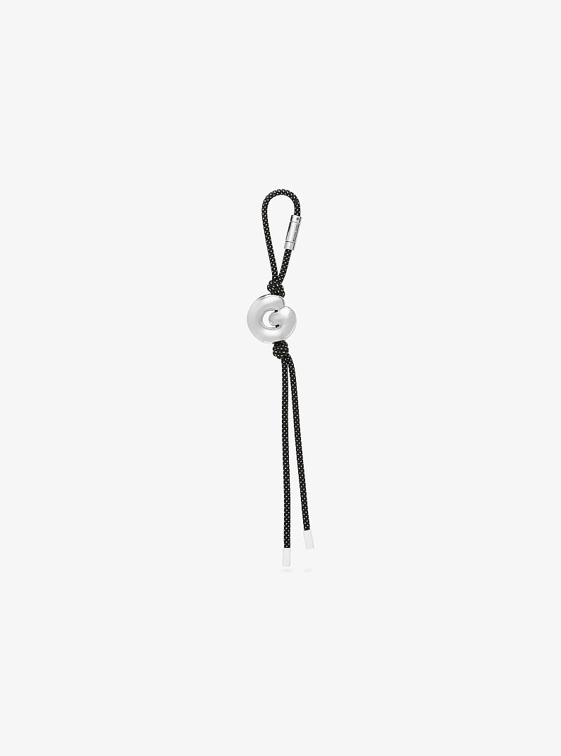Initial Silver-Tone and Speckled Cord Bag Charm in SH RHODIUM | Michael Kors