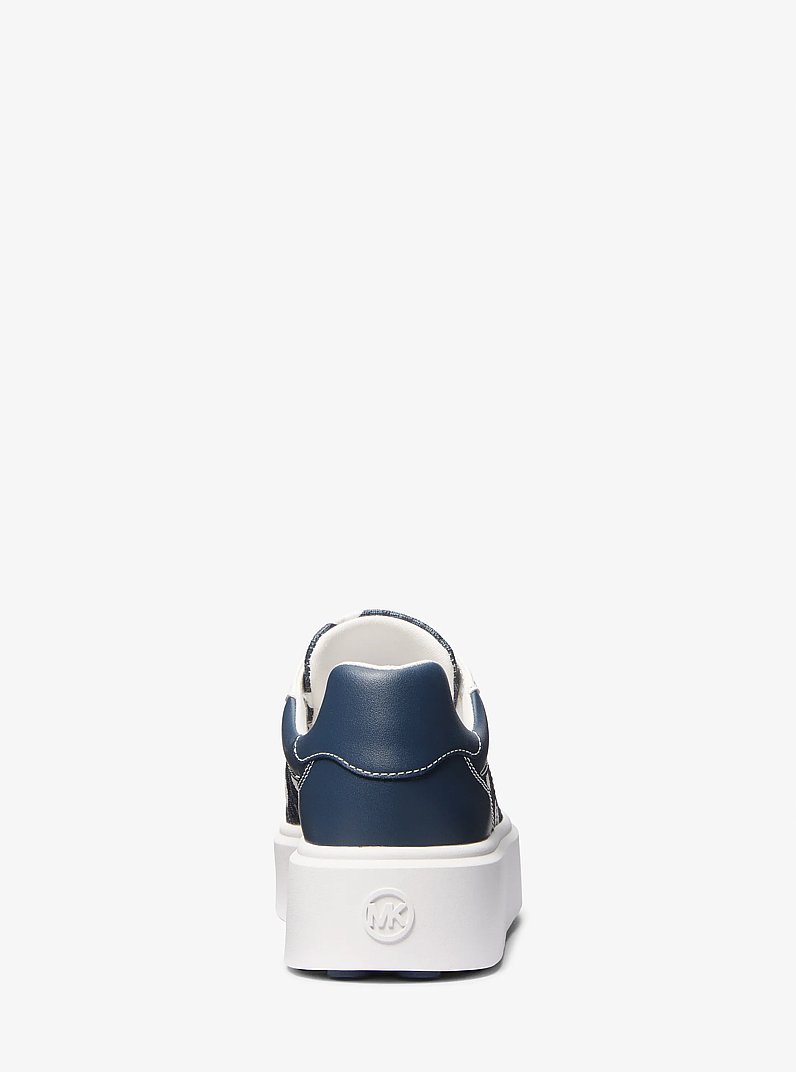 Romey Polka Dot Signature Logo Platform Sneaker in NAVY MULTI | Michael Kors