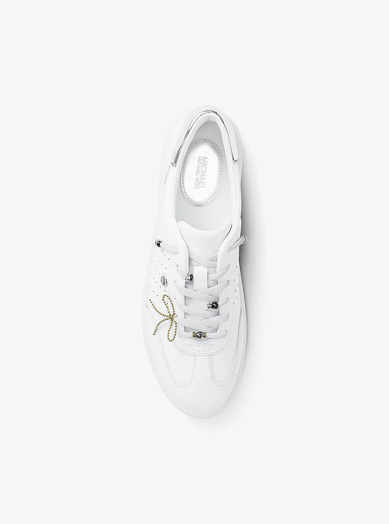 Scotty Embellished Leather Sneaker in OPTIC WHITE | Michael Kors