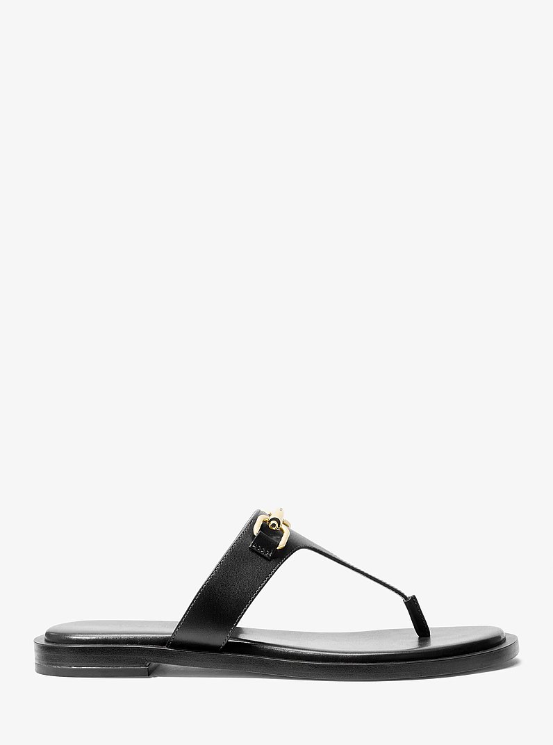 Carson Leather Sandal in BLACK | Michael Kors