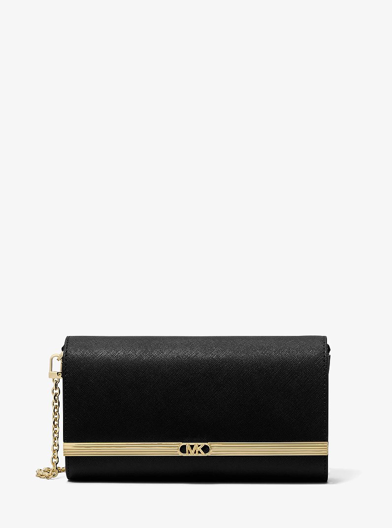 Mona Large Saffiano Leather Clutch