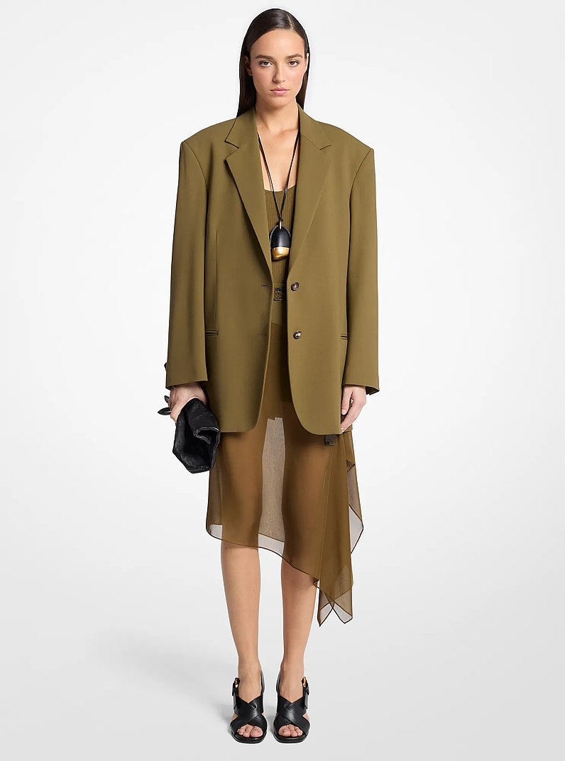 Blazer Ryan de lana el&aacute;stica in VERDE HINOJO | Michael Kors