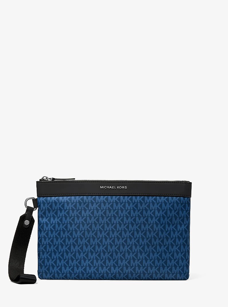 Pochette da viaggio Brooklyn con stampa logo in BLU FIUME | Michael Kors