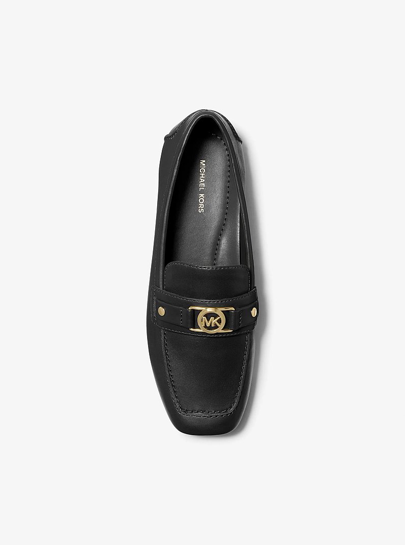 Mandy Leather Moccasin Loafer in BLACK | Michael Kors