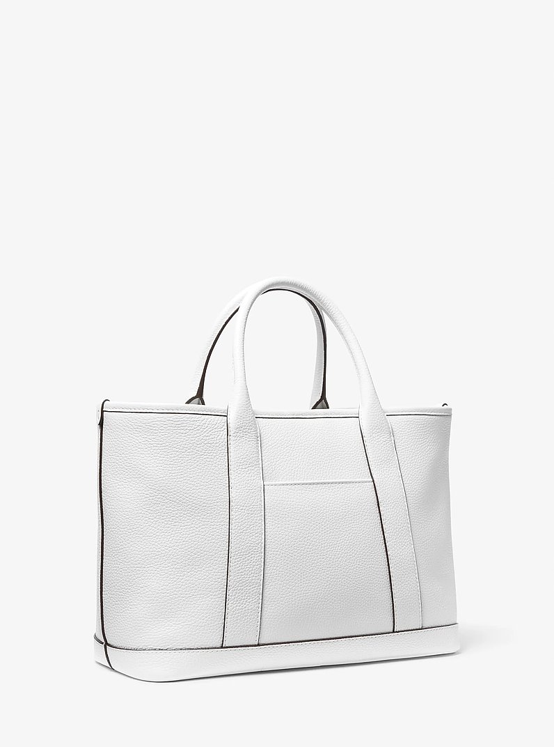 Luisa Medium Pebbled Leather Tote Bag in OPTIC WHITE | Michael Kors