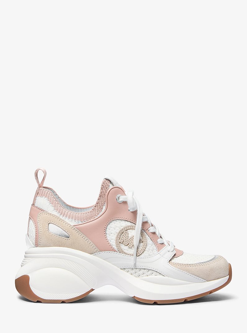 Zuma Color-Block Leather and Mesh Trainer in SMOKEY ROSE | Michael Kors