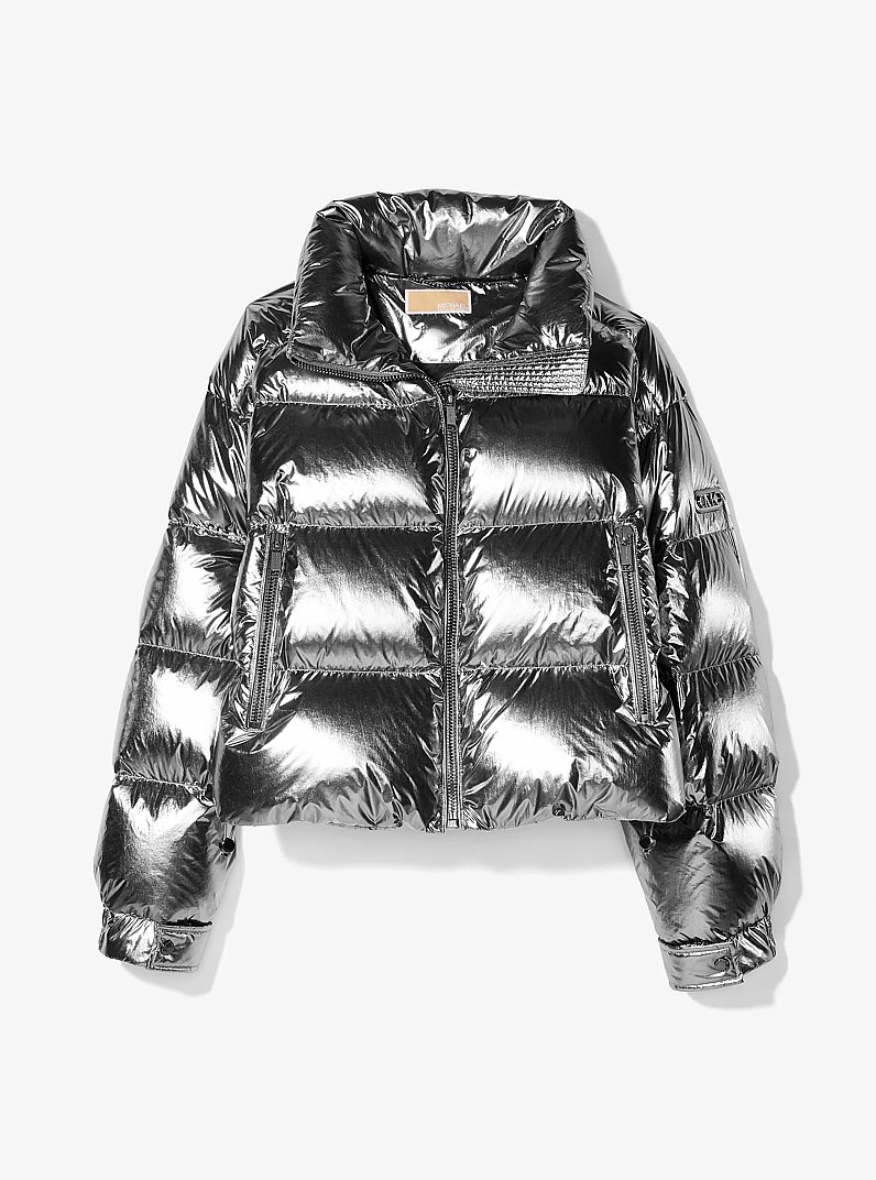 Metallic Nylon Cir&eacute; Puffer Jacket in GUNMETAL | Michael Kors