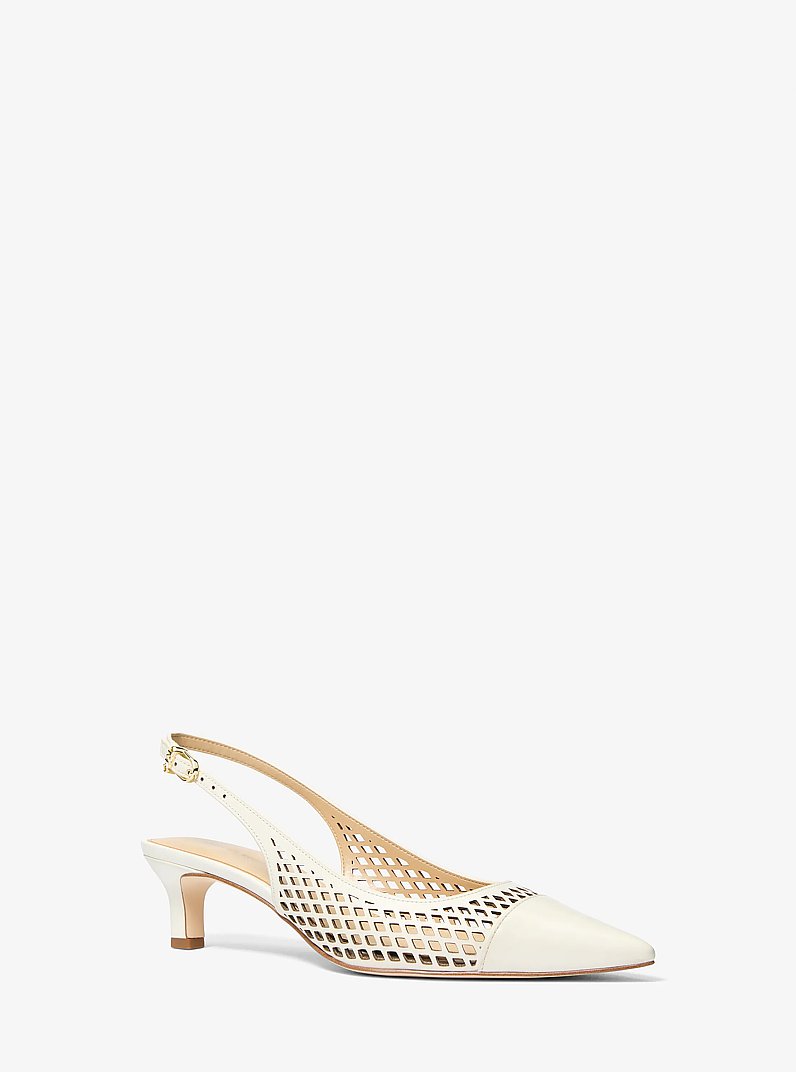 Slingpumps Amara aus Leder mit Lasercut-Muster in EGGSHELL | Michael Kors