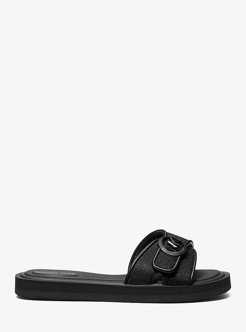 Glitter Chain Mesh Slide Sandal in BLACK | Michael Kors