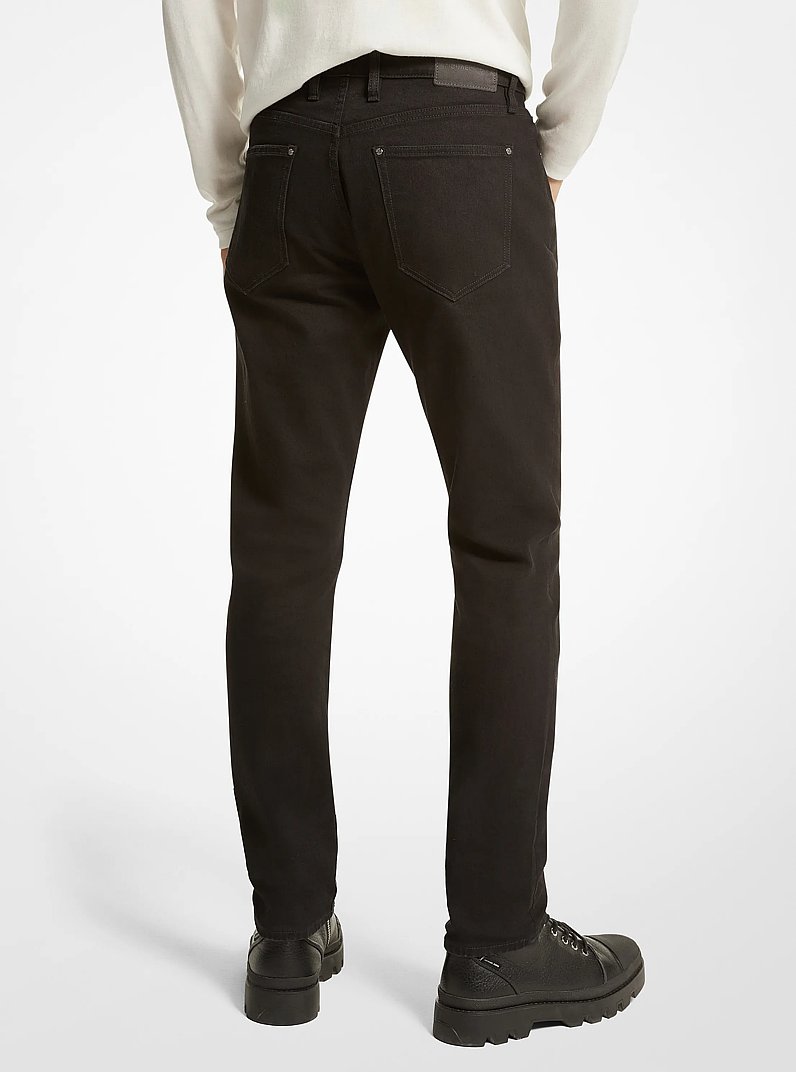 Slim-Fit Stretch-Cotton Jeans in BLACK | Michael Kors