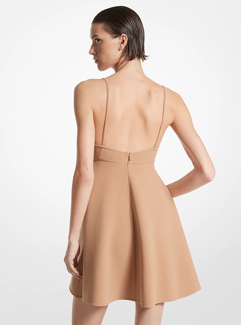 Metallic Crinkled Double Georgette Wide-Leg Trousers in SUNTAN | Michael Kors