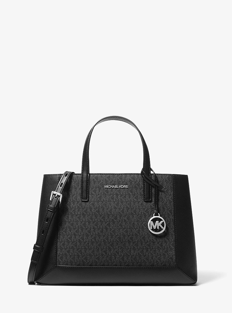 Sallie Medium Signature Logo Satchel in BLACK | Michael Kors