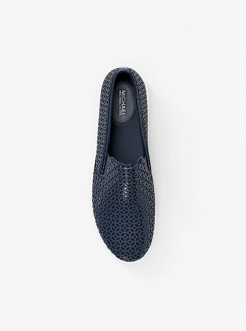 Keaton Perforated Slip On Sneaker in NAVY | Michael Kors
