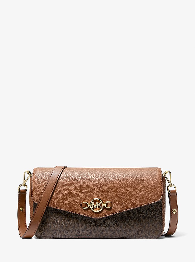 Sac &agrave; &eacute;paule Kacey de taille moyenne &agrave; logo Signature in BRUN | Michael Kors