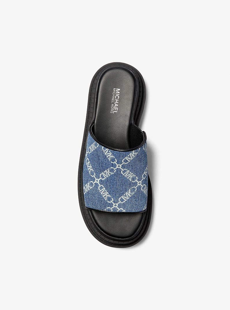 Kendra Empire Diamond Jacquard Denim Slide Sandal