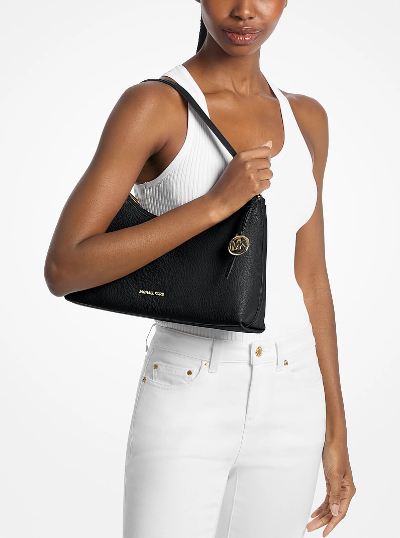 Sammy Medium Pebbled Leather Convertible Shoulder Bag in BLACK | Michael Kors