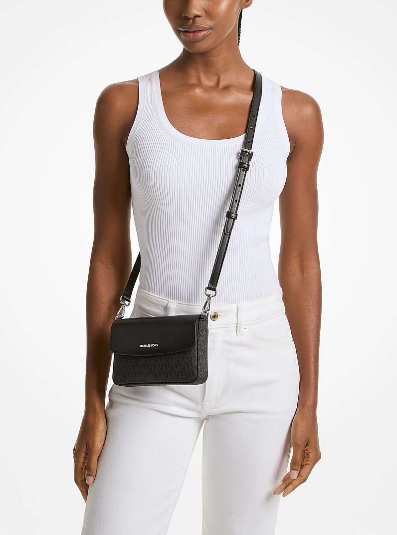Jet Set Large 2-in-1 Pebbled Leather Tote Bag in BLACK | Michael Kors