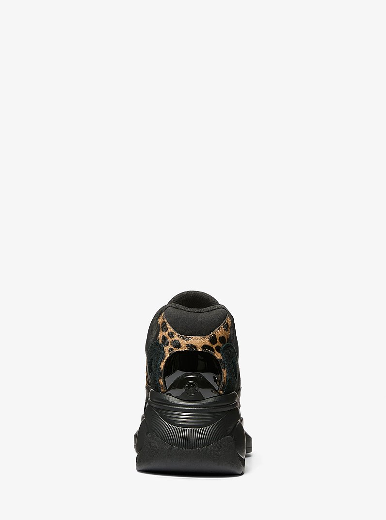 Zuma Cheetah Print Calf Hair and Leather Trainer in HUSK MULTI | Michael Kors