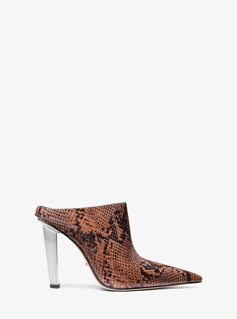 Saboți mule pumps Halle din piele cu gravură tip piele de crocodil in BRUN DESCHIS | Michael Kors