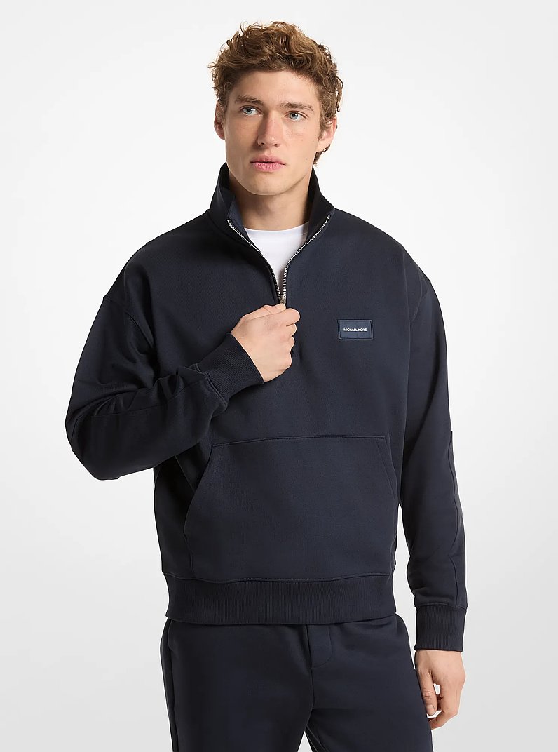 Pullover aus Baumwolle mit Viertelrei&szlig;verschluss in MIDNIGHT | Michael Kors
