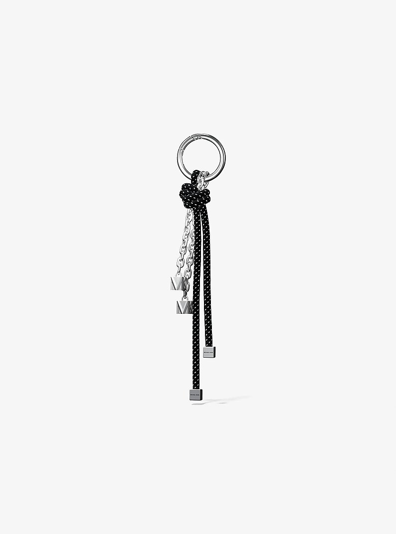 Silver-Tone and Speckled Cord Bag Charm in BLACK | Michael Kors