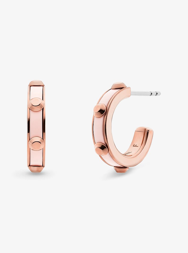 Creolen mit Ros&eacute;-Goldbeschichtung, Azetat-Finish und Nieten in ROTGOLDTON | Michael Kors