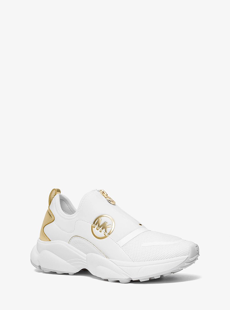 Sami Scuba and Mesh Zip-Up Trainer in OPTIC WHITE | Michael Kors