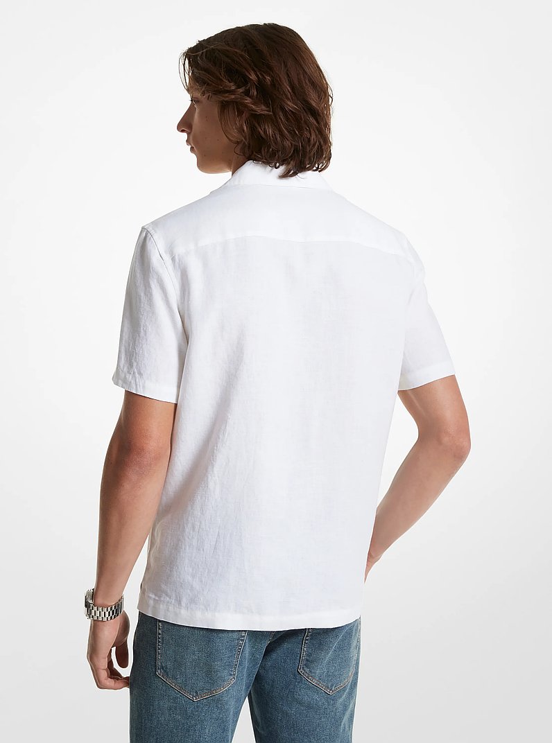 Relaxed-Fit Linen Camp Shirt in WHITE | Michael Kors