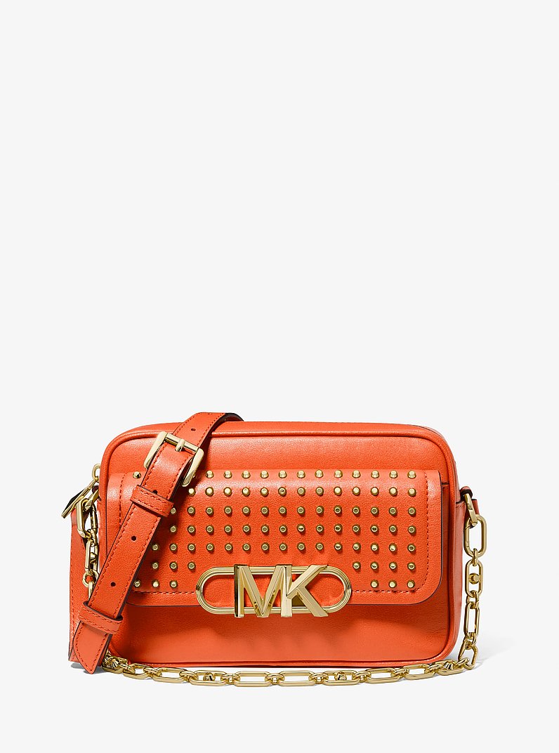 Parker Medium Studded Leather Crossbody Bag in OPTIC ORANGE | Michael Kors