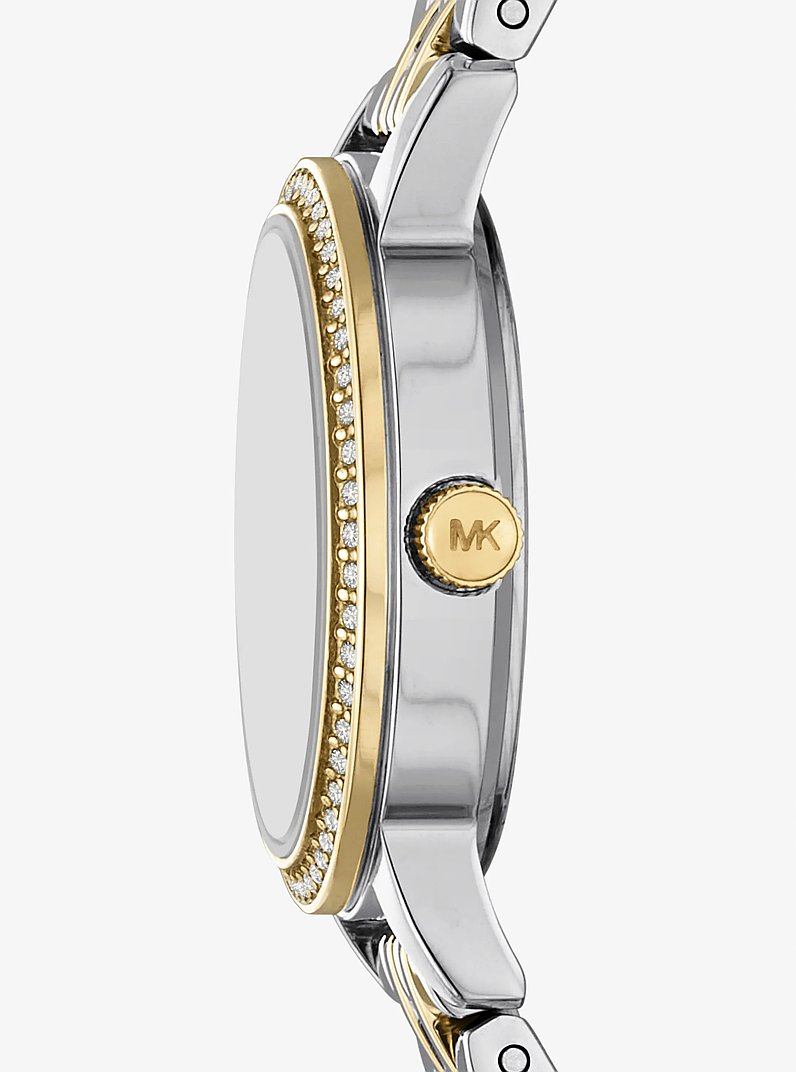 Mini Melissa Pav&eacute; Two-Tone Watch in TWO TONE | Michael Kors