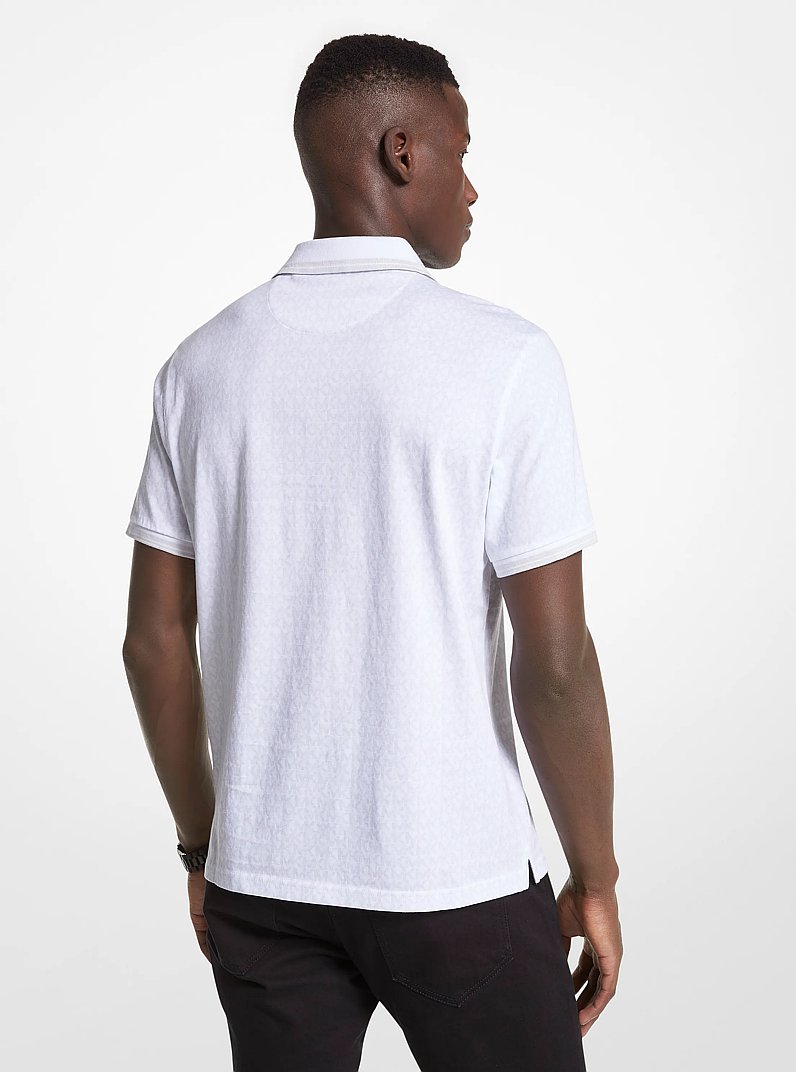 Greenwich Logo Print Cotton Jersey Polo Shirt in WHITE | Michael Kors