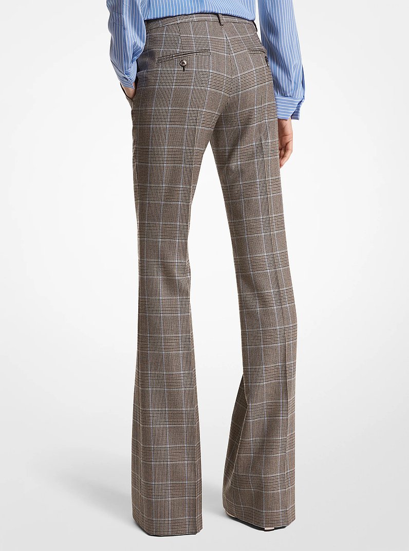 Haylee Glen Plaid Wool Flared Trousers in COAST MULTI | Michael Kors