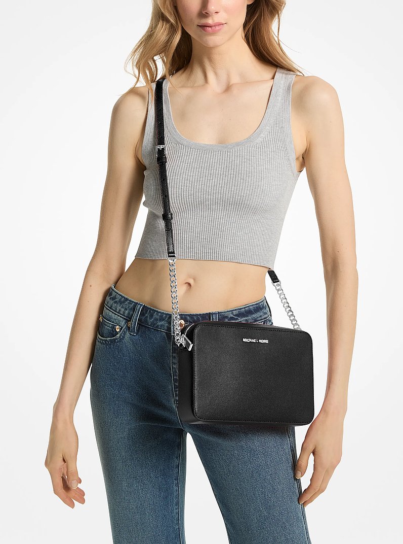 Jet Set Large Saffiano Leather Crossbody Bag