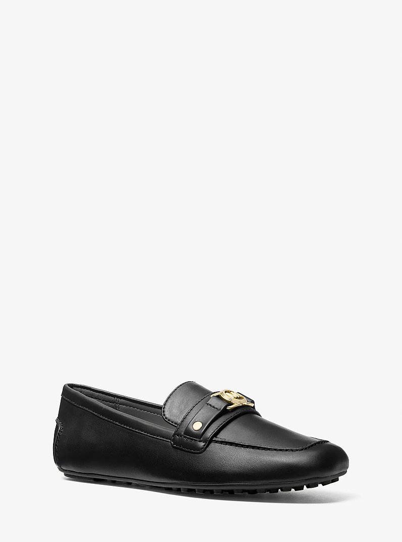 Mandy Leather Moccasin Loafer in BLACK | Michael Kors