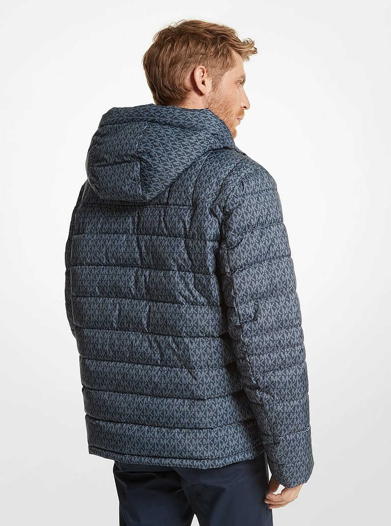Logo Print Quilted Puffer Jacket in MIDNIGHT NAVY | Michael Kors