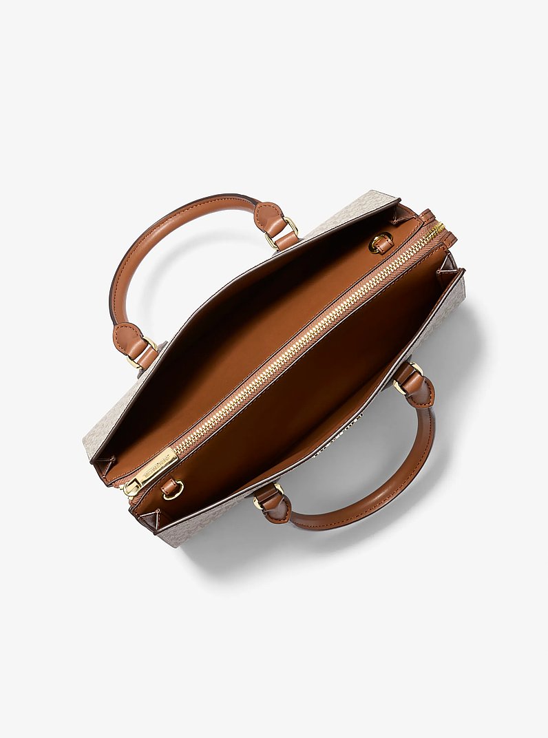 Sheila Medium Logo Satchel in VANILLA | Michael Kors