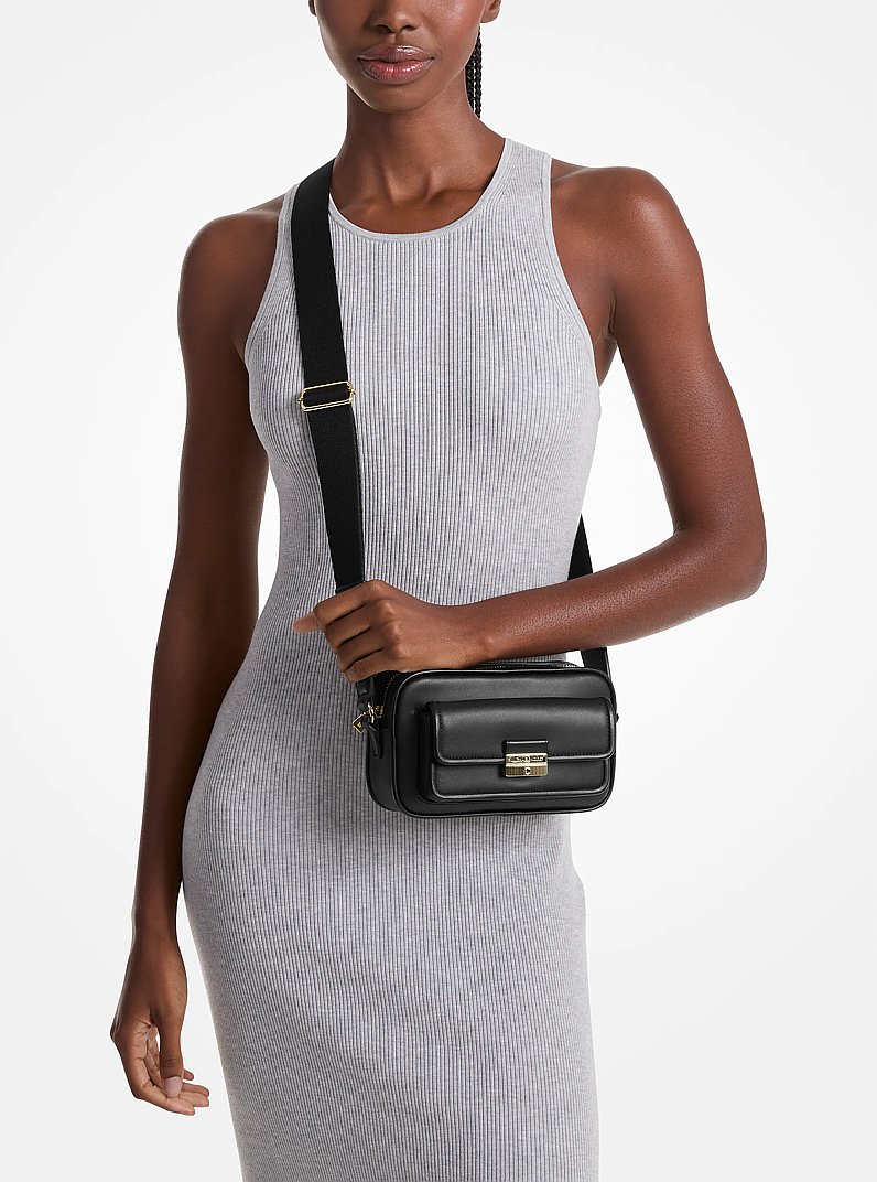 Bradshaw Extra-Small Leather Camera Crossbody Bag in BLACK | Michael Kors