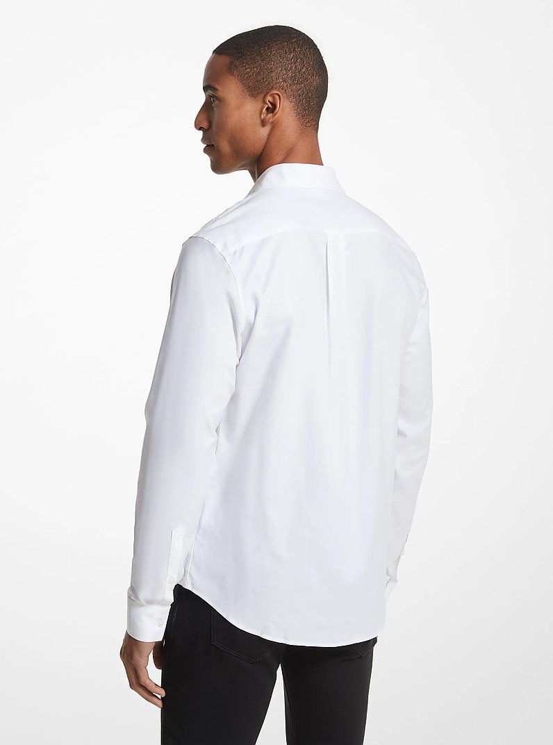 Slim-Fit Cotton Blend Shirt in WHITE | Michael Kors