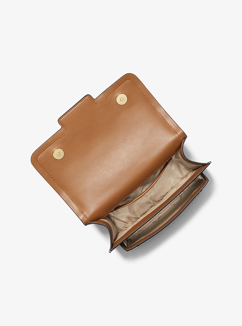 Heather Large Logo Shoulder Bag in VANILLA/ACORN | Michael Kors