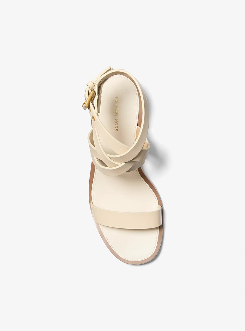 Irene Leather Kitten Heel Sandal in LT CREAM | Michael Kors