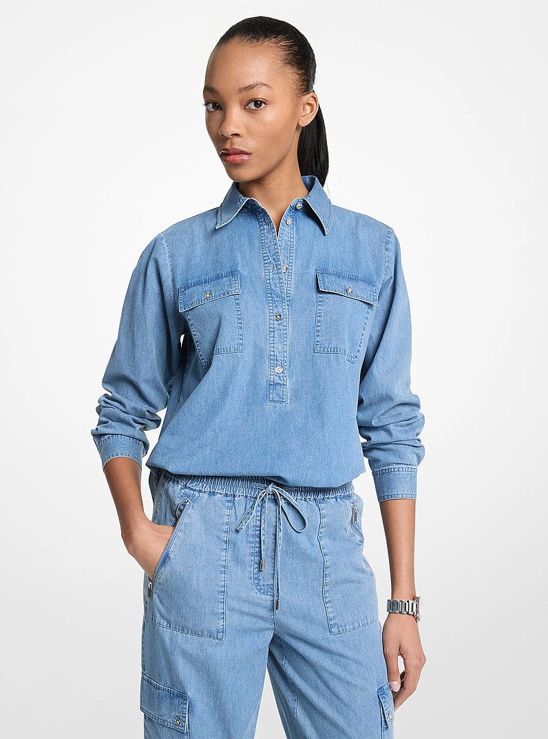Pull en denim in D&Eacute;LAVAGE BLEU ANGE | Michael Kors